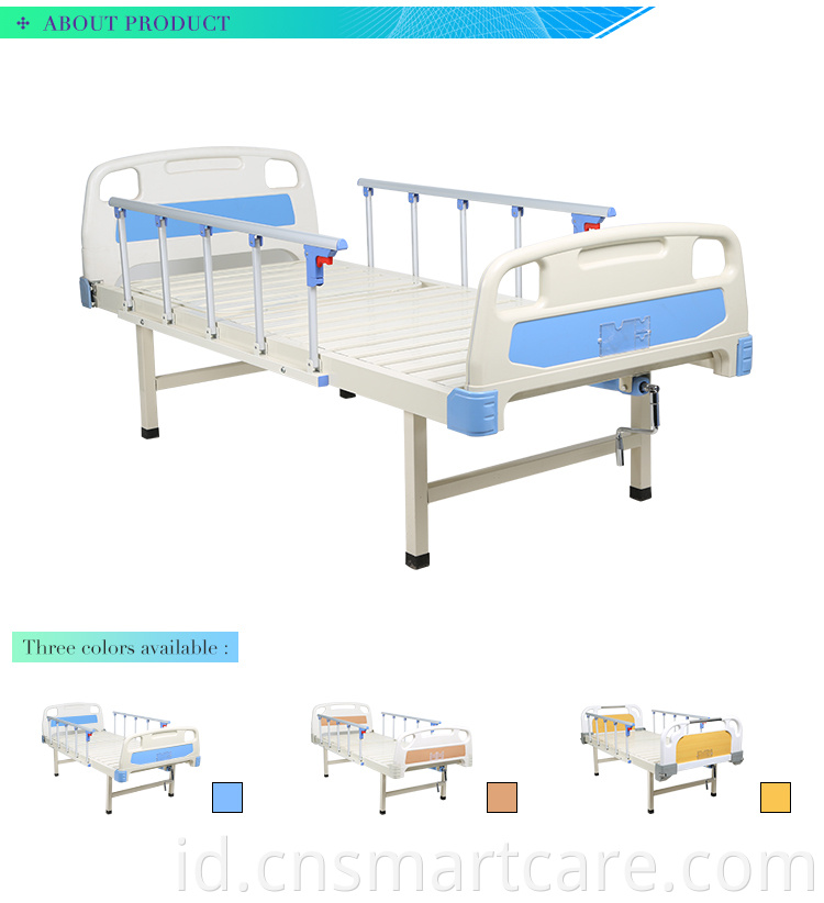 ABS Single Crank One Function Manual Medical Hospital Bed untuk Dijual